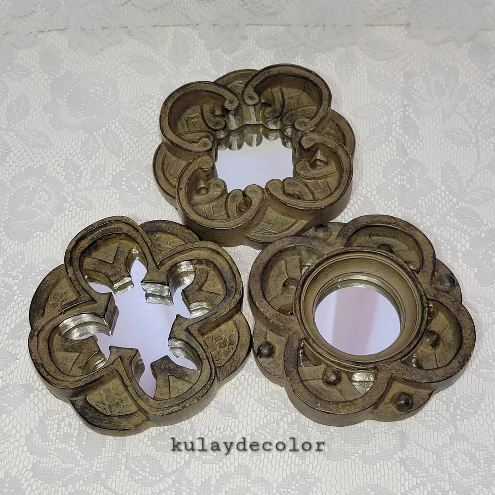 Vintage 2004 Celtic Knot Wood Wall Mirror Set – 3 Piece Decorative Wall Art